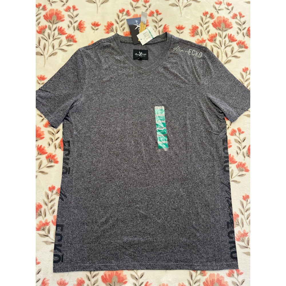Marc Ecko Cut & Sew Mens V-Neck T-Shirt Gray Heathered Large NWT 227271